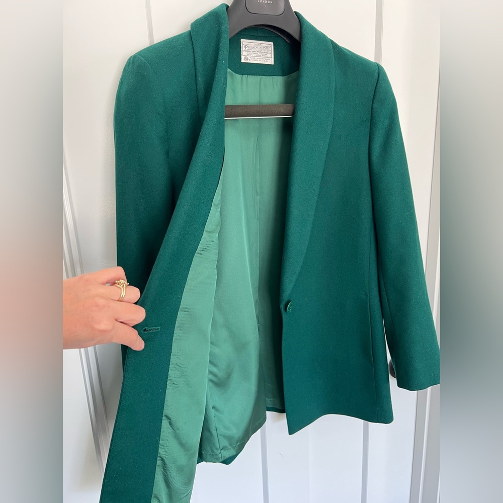 Vintage Pendleton: Forest Green Single-Button 100… - image 6